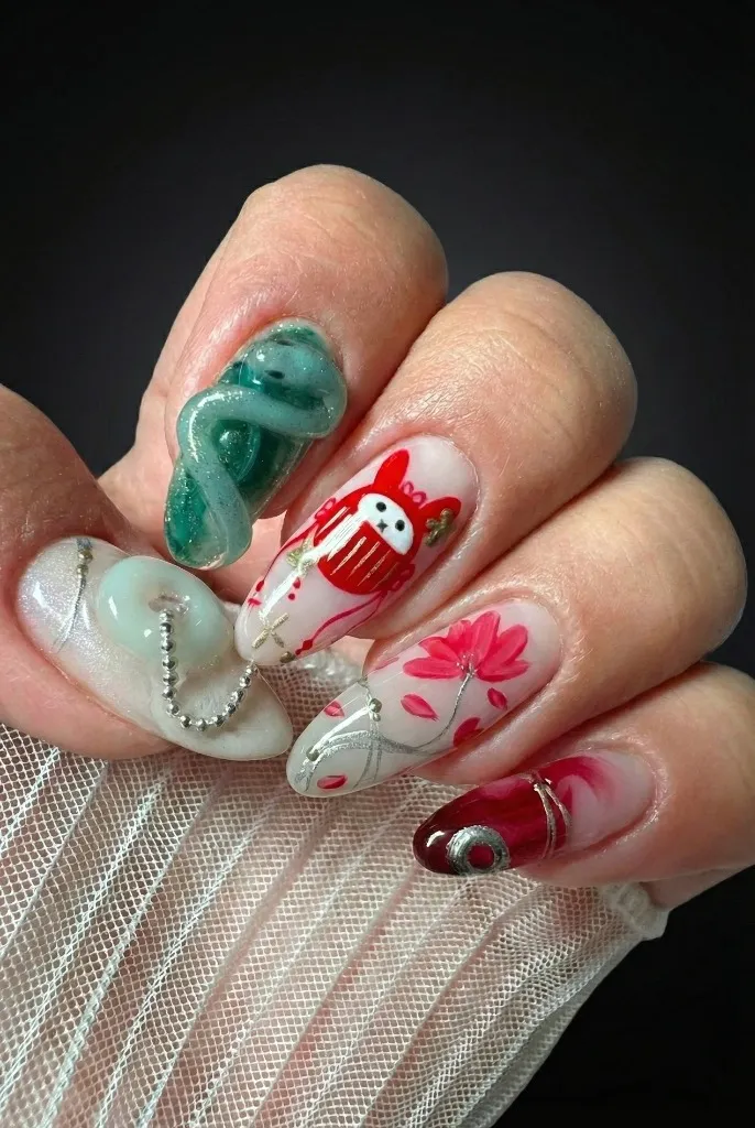 Japanese-inspired gel nail art design London